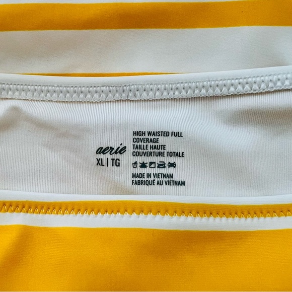 Aerie Yellow and White Hi Waisted Bikini Bottoms ☀️ - Picture 4 of 5